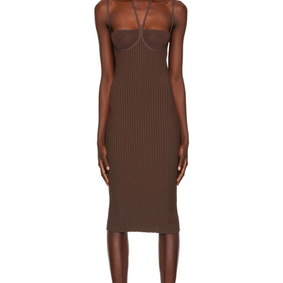 Brown Halter Midi Dress - Picture 1 of 5